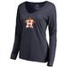 Women's Fanatics Branded Navy Houston Astros Splatter Logo Long Sleeve V-Neck T-Shirt
