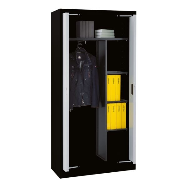 mauser Stahlschrank mit Einschwenktüren schwarz, 95x195x42 cm