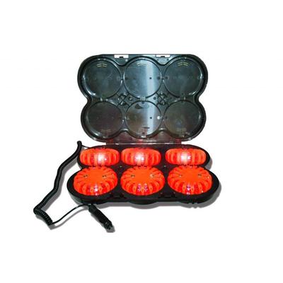 Powerflare Rechargeable PF-200R Safety Light Kit Pack of 6 Units w/ CR123 Battery Red/Blue LED Orange Shell PF6P-210R-RB-O