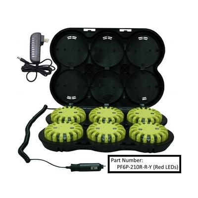 Powerflare 6-Pack Rechargeable PowerFlare System Green LEDs Black Shell PF6P-210R-G-BK