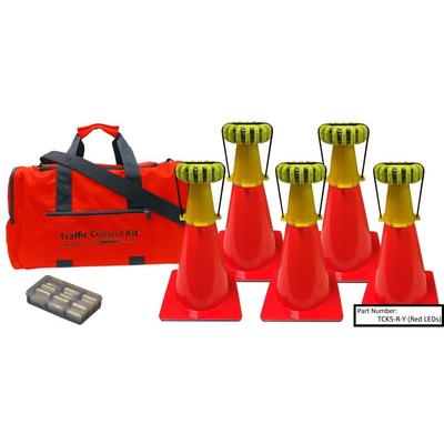 Powerflare 5-Position PowerFlare Traffic Control Kit Magnetic Red/Amber LEDs Yellow Shell TCK5M-RA-Y