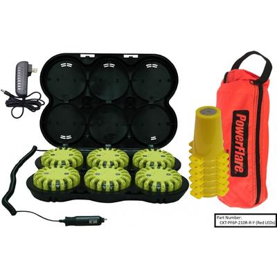 Powerflare 6-Position Cone Adapter Kit with Rechargeable 6-Pack of PowerFlare Lights Infrared Yellow Shell CKT-PF6P-210R-I-Y