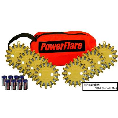 Powerflare 8-Pack PowerFlare Soft Pack Magnetic Red/Blue LEDs Orange Shell SP8M-RB-O