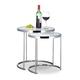 Relaxdays Satztische rund, Chromgestell, 2er Set, modernes Design - Milchglas, Couchtisch Metall, Beistelltische, silber, 50 x 50 x 51 cm