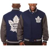 Men's JH Design Navy/Gray Toronto Maple Leafs Two-Tone All Wool Jacket