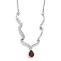 925 Sterling Silver Polished Lobster Claw Closure Rhodium Plated With Garnet and White Topaz W/2in. Ext. Necklace Jewelry Gifts for Women