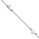 925 Sterling Silver Rhodium Plated Heart and Love With 1inch Ext. Anklet Measures 1mm Wide Jewelry Gifts for Women - 23 Centimeters