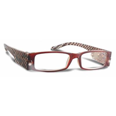 PS Designs 02136 - Brown Stripe - 2.00 Bright Eye Readers (PRG7-2.00) 2.0 Magnification LED Reading Glasses