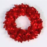 Vickerman 450673 - 24" Flk Red Wreath DuraLit LED 50Rd 150T (K168125LED) Red Colored Christmas Wreath