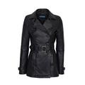 Smart Range Trench Ladies 1123 Black Classic Mid-Length Designer Real Leather Jacket Coat (16)