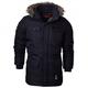 Crosshatch Mens Heavy Weight 'Parked' Fur Hood Parka Padded Waterproof Winter Coat Jacket Black Blue (3XL, Black)