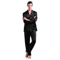 LILYSILK 100 Pure Silk Pyjamas for Men Set Long Sleepwear Pyjama Set 22 Momme Mulberry Silk Black Size 40/L