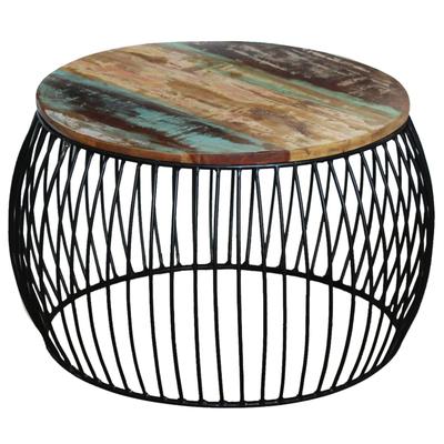 vidaXL Coffee Table Round Solid Reclaimed Wood 68x37 cm