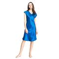 LilySilk Women's 100 Mulberry Silk Nightgown Long Short Sleeve Nightdress 22 Momme Pure Silk Diamond Blue Size 20-22/XXL