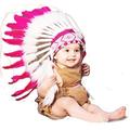 KARMABCN N10 Indian Baby Headdress from 9 to 18 Months Diameter 18,5 inches / 47 cm Pink