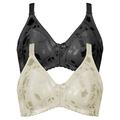 Naturana Pack of 2 Women's Non-Wired Minimizer Bra 5363 Ivory Black 36 B