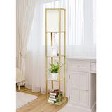 Cole Tan Floor Lamp with 3 Etagere Organizer Storage Shelves