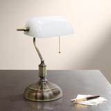 All the Rages Locust 14 3/4" Nickel and White Glass Banker's Lamp