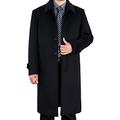 Vogstyle Men's Turn-Down Collar Casual Woolen Coat Winter Long Jacket Single Breasted Overcoat Style 1-Black L