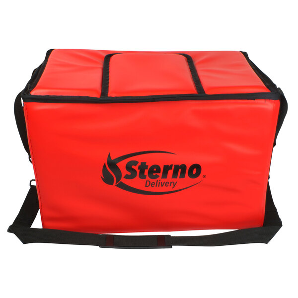 Sterno 70540 Red Medium Stadium Insulated Food Carrier, 18" x 11 1/2 " x 11 1/2"- Holds (48) Hot Dogs