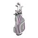 Wilson Amazon Exclusive Beginner Complete Set, 9 golf clubs with cart bag, Women's (left hand), Stretch XL, White/Grey/Purple, WGG157556