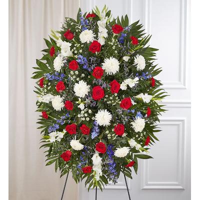 1-800-Flowers Flower Delivery Red White & Blue Sympathy Standing Spray Red, White & Blue Sympathy Standing Spray | Happiness Delivered To Their Door