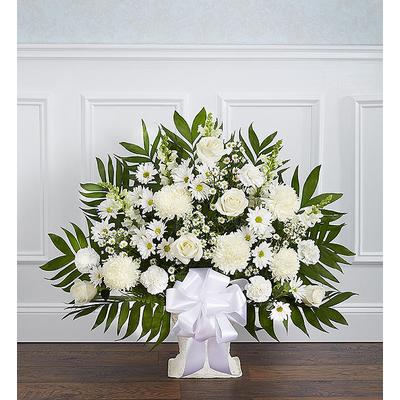 1-800-Flowers Everyday Gift Delivery Heartfelt Tribute White Floor Basket Arrangement Small