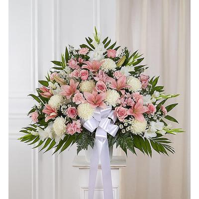 1-800-Flowers Flower Delivery Heartfelt Sympathies Standing Basket - Pink &white Medium