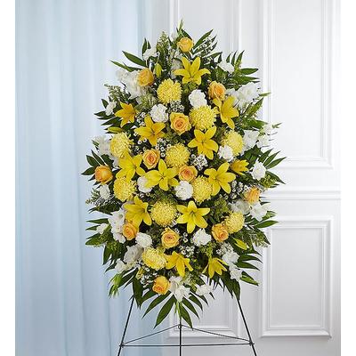 1-800-Flowers Flower Delivery Yellow & White Sympathy Standing Spray Medium | Happiness Delivered To Their Door