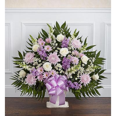 1-800-Flowers Everyday Gift Delivery Heartfelt Tribute Lavender & White Floor Basket Arrangement Medium