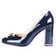 Verocara Women's Chunky Heel Ornament Decoration Genuine Leather Evening Dress Court Shoes Pumps Navy H Genuine Patent Leather 8UK