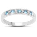 The Diamond Ring Collection: 3mm wide Sterling Silver Channel set Blue Topaz & Diamond Eternity Ring (Size N)
