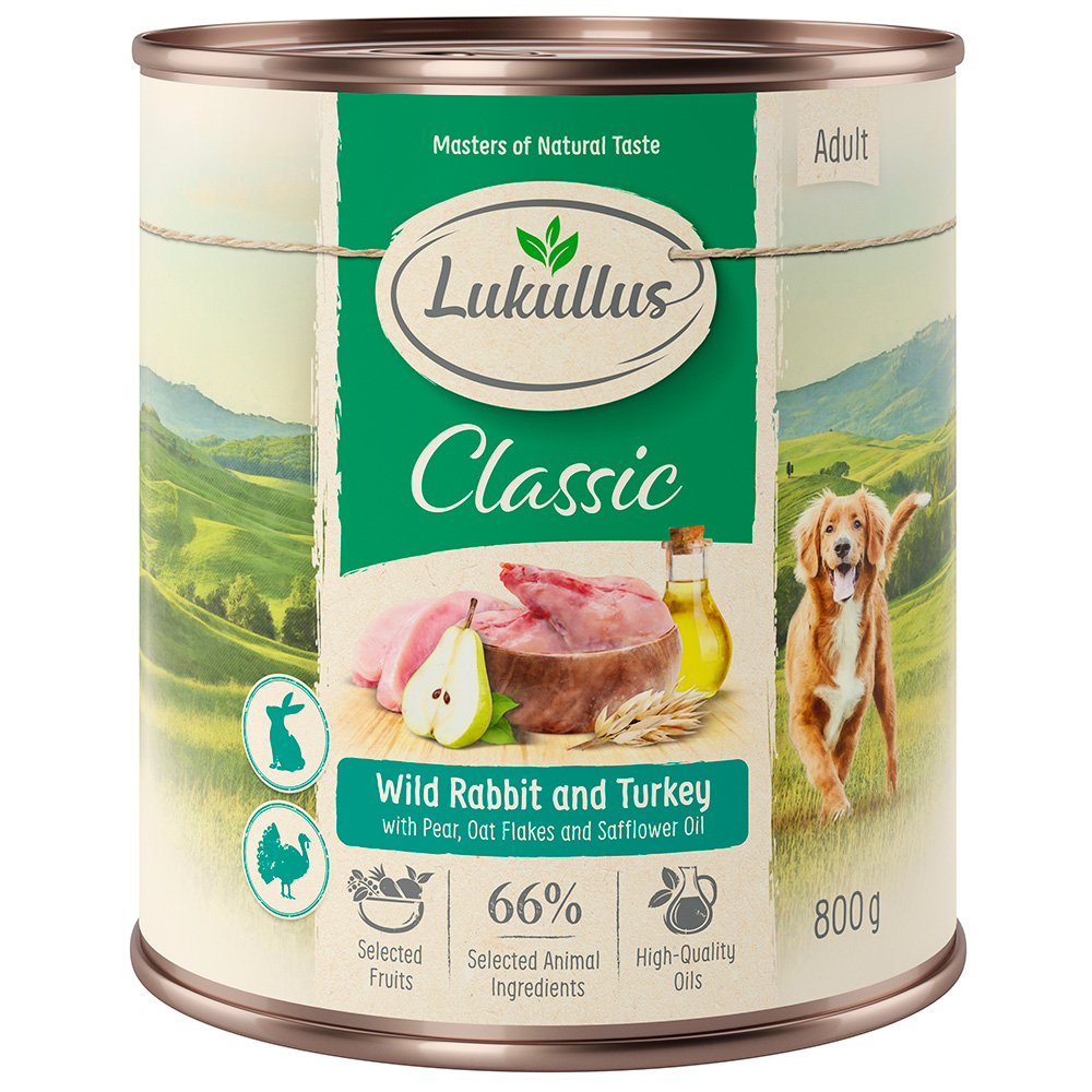 Lukullus 12 x 800 g Alimento umido per cani - Lepre & Tacchino