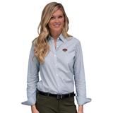 Women's White/Gray Western Oregon Wolves Easy Care Gingham Button-Up Long Sleeve Shirt