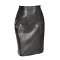 Womens Real Soft Leather Skirt Black Straight Fitted Pencil Skirt Back Vent - Lucy (10)