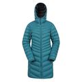 Mountain Warehouse Florence Womens Winter Long Padded Jacket - Water Resistant Rain Coat, Lightweight Ladies Jacket, Warm, 30C Heat Rating - for Outdoors, Walking Petrol Blue 20