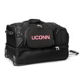 MOJO UConn Huskies Black 27'' 2-Wheel Drop Bottom Rolling Duffel Bag