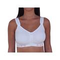 Theya Healthcare Peony Bamboo Non Wired Front Fastening Zip Bra in White, Post Surgery Bra, Mastectomy Bra (XS)