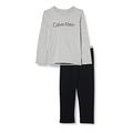Calvin Klein Boy's Ls Knit Pj Pyjama Set 2pk, Grey (Grey Heather with/Black 044), One size (Manufacturer size: 8-10)