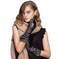 YISEVEN Women's Touchscreen Leather Gloves Mid-length Stylish Wrinkled Design and Opera Elbow Long for Ladies Winter Hand Warm Luxury Stylish Dress Driving Xmas Gift Wool Lined, Black 6.5"/Small