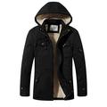 WenVen Men's Windproof Warm Jacket Thickened Sherpa Fleece Coat Classic Winter Parka Jackets Casual Hooded Outerwear Coats Black M