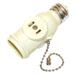 Cooper 11500 - Medium Base Ivory Pull Chain Outlet / Socket Adapter with Two Polarized Side Outlets (SOCKET-ADPTR PC/IV BP718V)