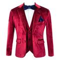Boys Tailored Fit Formal Party Wedding Velvet Blazer with Matching Elbow Patches Burgundy Age 13 Years