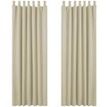 Deconovo Super Soft Tab Top Curtains Thermal Insulated Blackout Curtains for Girls Bedroom 140x245cm Beige ONE Pair
