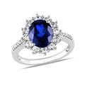 SILVEGO Women 925 Sterling Silver Ring with Blue Synthetic Sapphire Replica of Kate Middleton's Engagement Ring