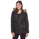 Roman Originals Women's Short Parka Coat with Hood - Ladies Autumn Winter Casual Everyday Faux Fur Hood - Black - Size 12