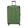 Travelite 4-wheel suitcase L with TSA lock +expansion fold, luggage series CITY: robust hard shell trolley with scratch-resistant surface, 073049-80, 77 cm, 113 liters (expandable to 124 L), green