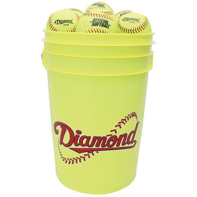 Diamond Official Fastpitch 12YSC Softballs with Bucket