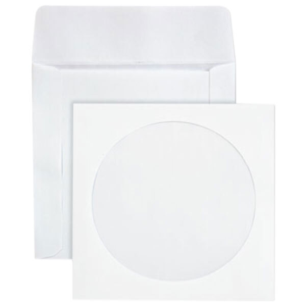 "Quality Park 62903 5"" x 5"" White Ungummed Flap CD / DVD Sleeve - 100/Box"
