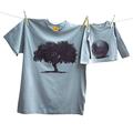 Apple Tree and Apple Matching Organic T Shirt Twinset for Father and Son or Daughter (Apple 0-6 Months, Apple Tree Medium)